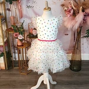 Janie and Jack Sparkle Heart tulle dress, size 8